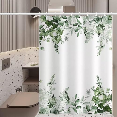 Rideau de douche imperméable lavable 100x200 cm en tissu polyester vert - 3