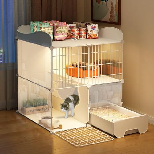 猫 ケージ トイレ付き 大型 広い スリム 飛散軽減 一体型 組み立てが簡単 DIY組立 大型 猫ゲージ 通気性が良い 脱走防止 キャットケージ トイレ付き 掃除しやすい 大きい キャットゲージ 取り外し可能 おしゃれ 猫用 室内猫小屋 快適なスペース 室