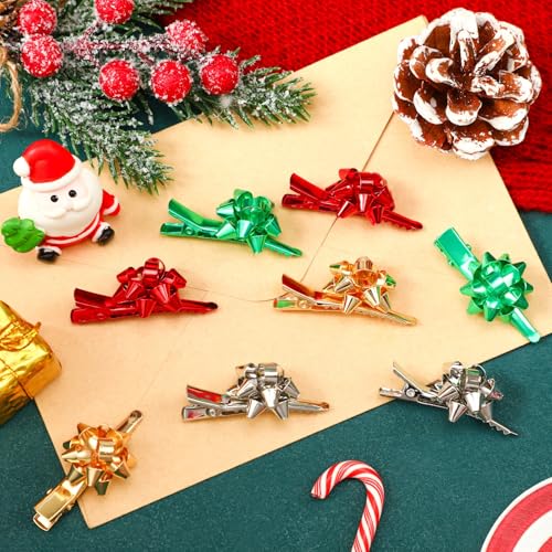 Nœud de Noël pour cheveux : lot de 8 barrettes de fête AUGSUN pour coiffure de réveillon