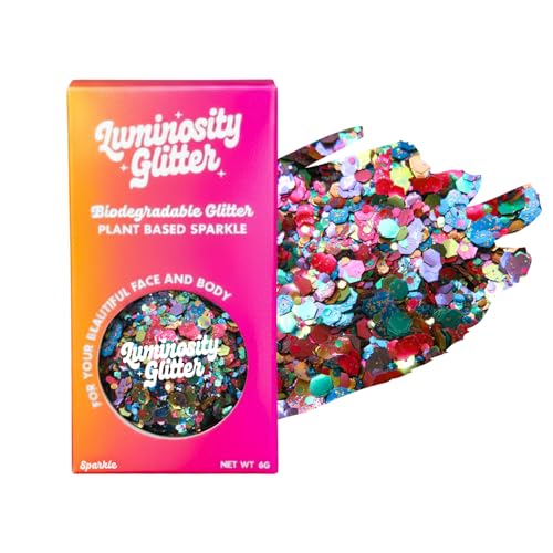 Rainbow Smash Biodegradable Glitter Eco Friendly Festival Face & Body Glitter | Vegan Plant-Based Pride Makeup | 6g Pot of Cosmetic Chunky Eco Glitter