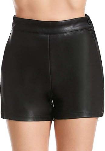 Miniatura 2 de Everbellus - Pantalones cortos de piel sintética de cintura alta para mujer