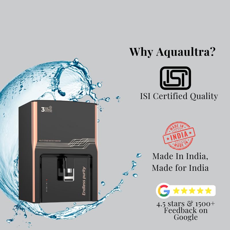 Image of Aqua Ultra RO UV Copper Water Purifier | RO+UV+copper+Alkaline | 7 Stage | 9L (Black)