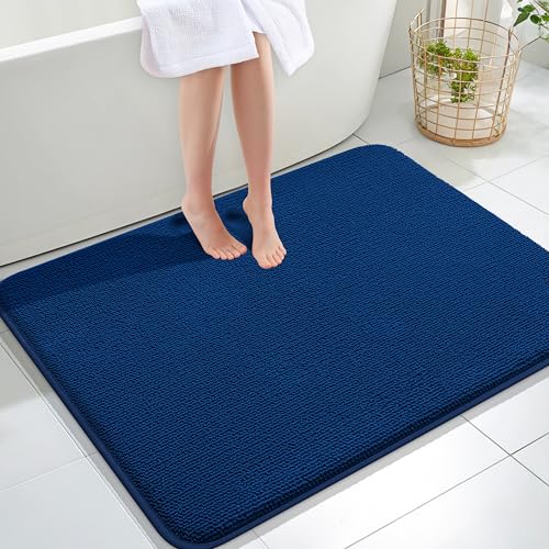 Image of OLANLY Thick Memory Foam Large Bathroom Rugs 40x32, Extra Soft Absorbent Bath Rug, Quick Dry Bath Mats, Non-Slip, Machine Washable Carpet for Bathroom, Tub and Shower, Home Decor Accessories, Navy
