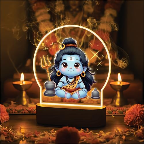 Image of Giftplease Divine Baby Shiva LED Desk Lamp - Warm Glow Spiritual Night Light - Cute Bal Shiva Table Decor for Pooja Room, Meditation Space, and Kids' Bedroom - Religious Gift & Home Accent GL 11