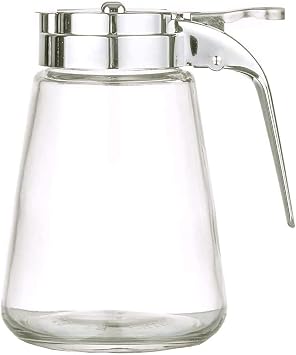 Diner Style Condiment Dispenser - Creamer, Sugar, Honey Glass Dispenser with 10oz Capacity - Classic Diner Style Glassware - Great for Milk, Creamer, Sugar or Honey - Single Dispenser