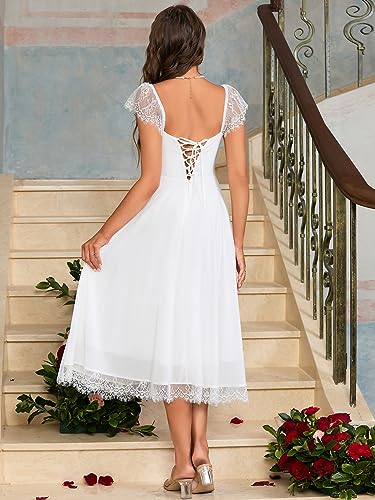 EYNMIN Lace Strap Chiffon Dresses for Women Casaul Flowy A Line Midi Tea Party Dress3