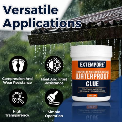 Image of Extempore Transparent Waterproof Glue 300 GM with Brush for Roof Leakage Repair | Epoxy Resin Waterproof Sealant | Crack Filler Adhesive for Terrace, Bathroom, Wall, Floor & Concrete Waterproofing