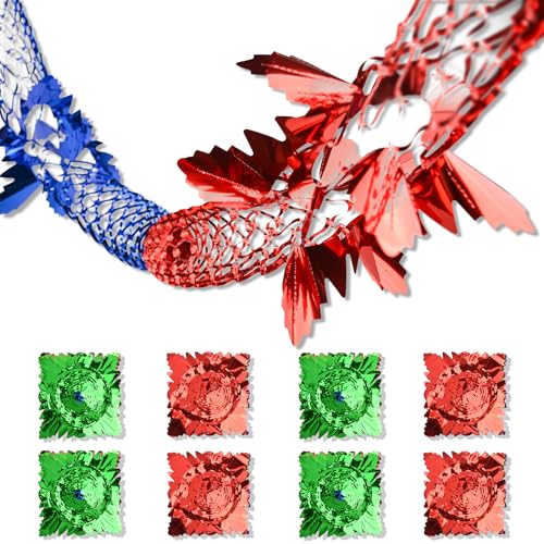 DAQUN 8 Pcs Christmas Ceiling Decorations, Christmas Hanging Decorations, Quick Decorate for Xmas Home & Festive Events, Large 9Ft Multicolor Hanging Kit, Indoor Outdoor Supplies