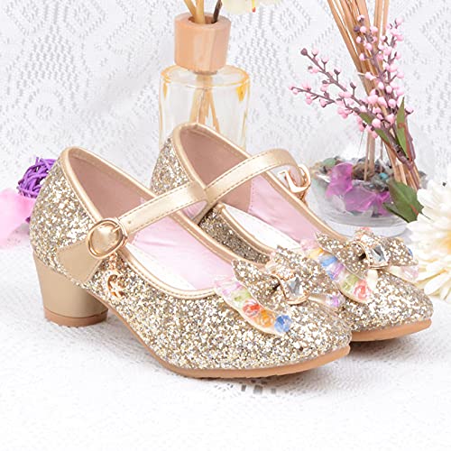 Kids Bowknot Girls Sandals Shoes Single Crystal Princess Bling Pearl Infant Baby Baby Shoes First Walking Shoes for Baby Girls (Gold, 5-5.5 Years Little Kids)2