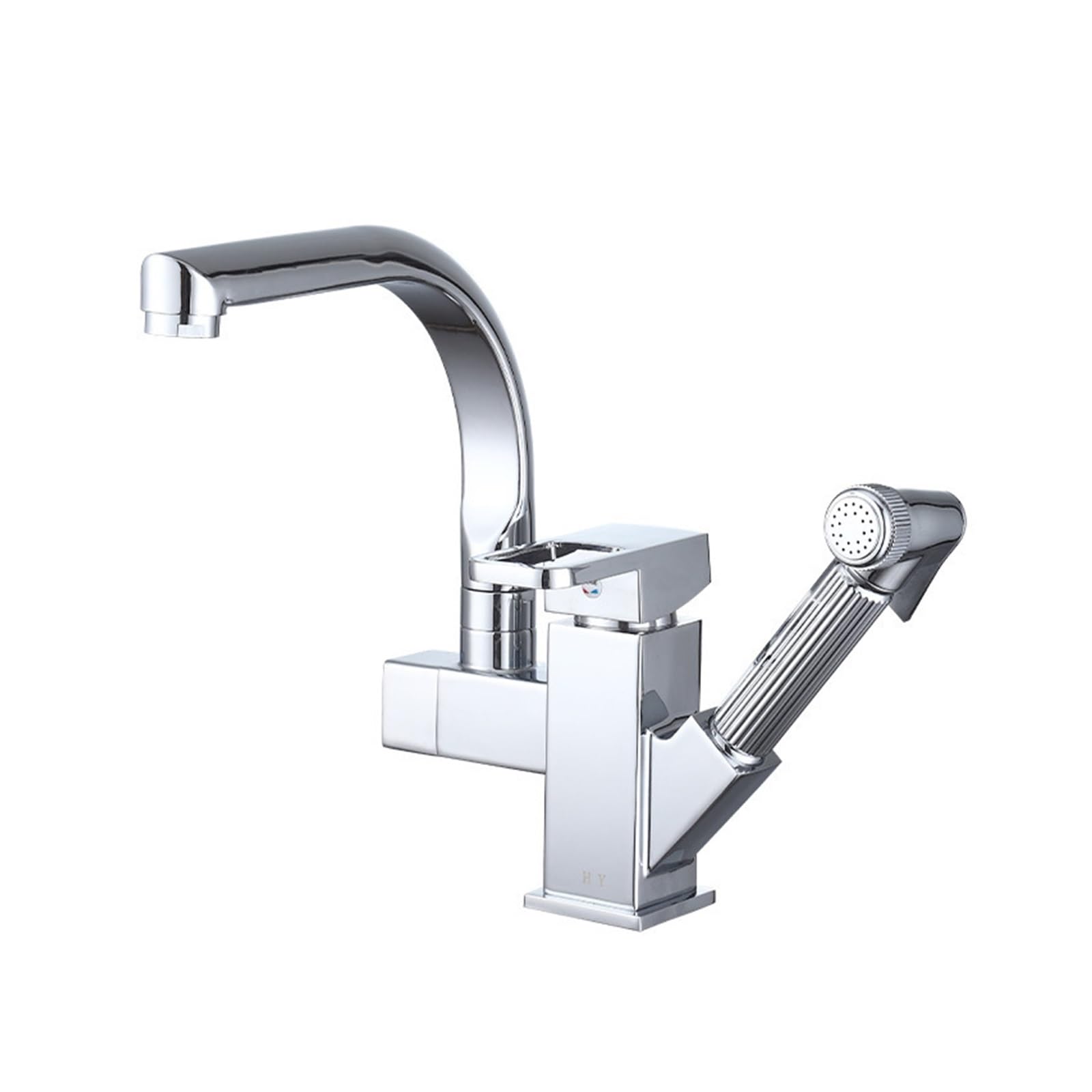 ZYCHSJXA Kitchen Sink PullOut Telescopic Faucet MultiPurpose Pressurized Spray Single Hole Cold and Hot Water Mixing Faucet(Silvery)