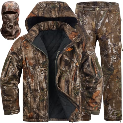 Image of NEW VIEW Insulated Hunting Clothes for Men Cold Weather, Warm Camo Hunting Jacket and Pants, Hunting Suit for Deer Duck Hunts