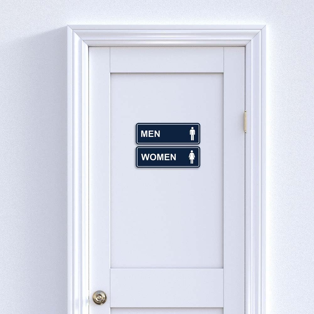 Letrero estándar para baño para hombres y mujeres (juego de 2) – Oro cepillado – Tamaño mediano, paquete de 5 (10 piezas)