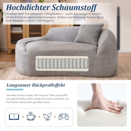 Sofá de compresión chaise longue arco con asiento profundo de chenilla 4