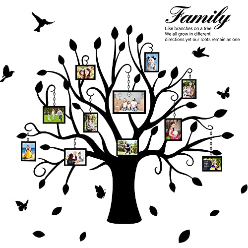 4 Pieces Family Tree Wall Decal Tree Photo Wall Decal Home Tree Frame Branch Sticker Family Like Branch on A Tree Wall Decoration for Bedroom Living Room Wall, 7.1 x 6.9 Feet