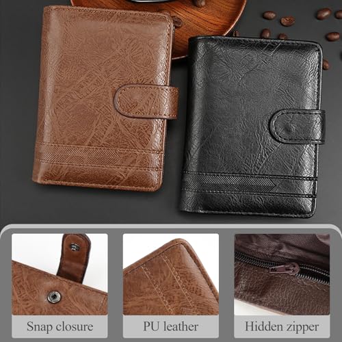 Men's Wallet, Large Capacity Leather Trifold Wallet for Men with 13 Card Slots, Credit Card Wallet with 3 ID Windows and Coin Pocket (Brown)4