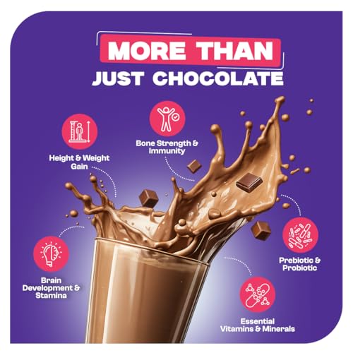 Image of ProToGrow Fitbhim Chocolate Nutrition Drink Powder for kids 2+ Years - 200g | Belgian Chocolate Flavor | Bhim Banana, Brahmi, Ashwagandha & DHA | Supports Height, Weight & Immunity