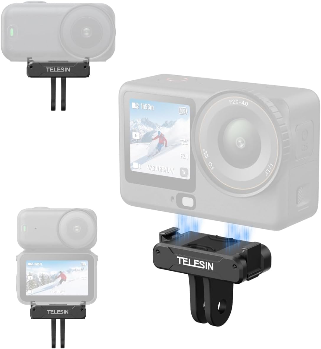TELESIN Magnetic Quick Release Adapter Mount for DJI Osmo Action 6, Adapter Base for DJI Osmo Action 6 Accessories, HyperMagnetic Force&Metal Latches, Shock-Absorbing Silicone Pad-image-14