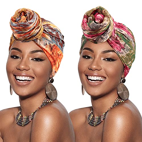 DRESHOW Turban Head Wraps for African Women Long Hair Scarf Shawl Hijab Headscarf Headwrap Hair Accessories