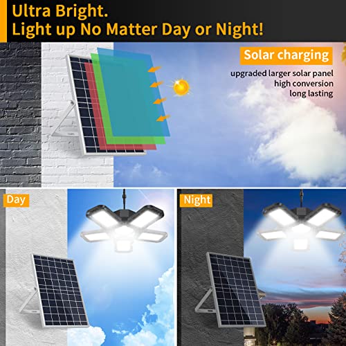 Letskepon Solar Powered Shed Light Solar Pendant Light With Remote Control Large Solar Panel With 228 Led 2000Lm Super Bright Solar Indoor Lamp For Home, Garage, Shop, Barn (White) #TOP4