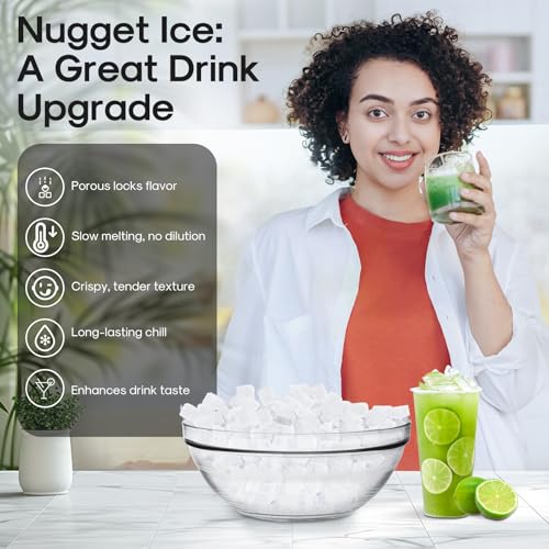 Image of ICEPURE Nugget Ice Makers Countertop with App, Portable Ice Machine with WiFi, 33lbs in 24H, Ready in 5-10 Mins, Self Cleaning，Small Ice Maker with Basket Scoop, for Home /Kitchen /Party /RV /Camping