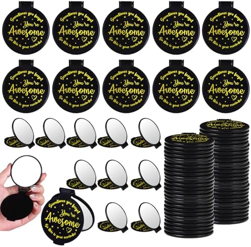 36 Pcs Inspirational Mini Compact Mirrors Bulk Gift for Women Small Pocket Purse Mirror Portable Round Makeup Mirror Employee Appreciation Gift for Coworkers Nurse Travel Supplies