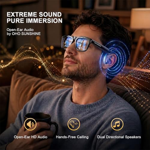 Image of OhO sunshsine AI Glasses, Bluetooth Audio Sunglasses with 10H Playtime, ChatGPT Translation & Water Resistant Open Ear Glasses