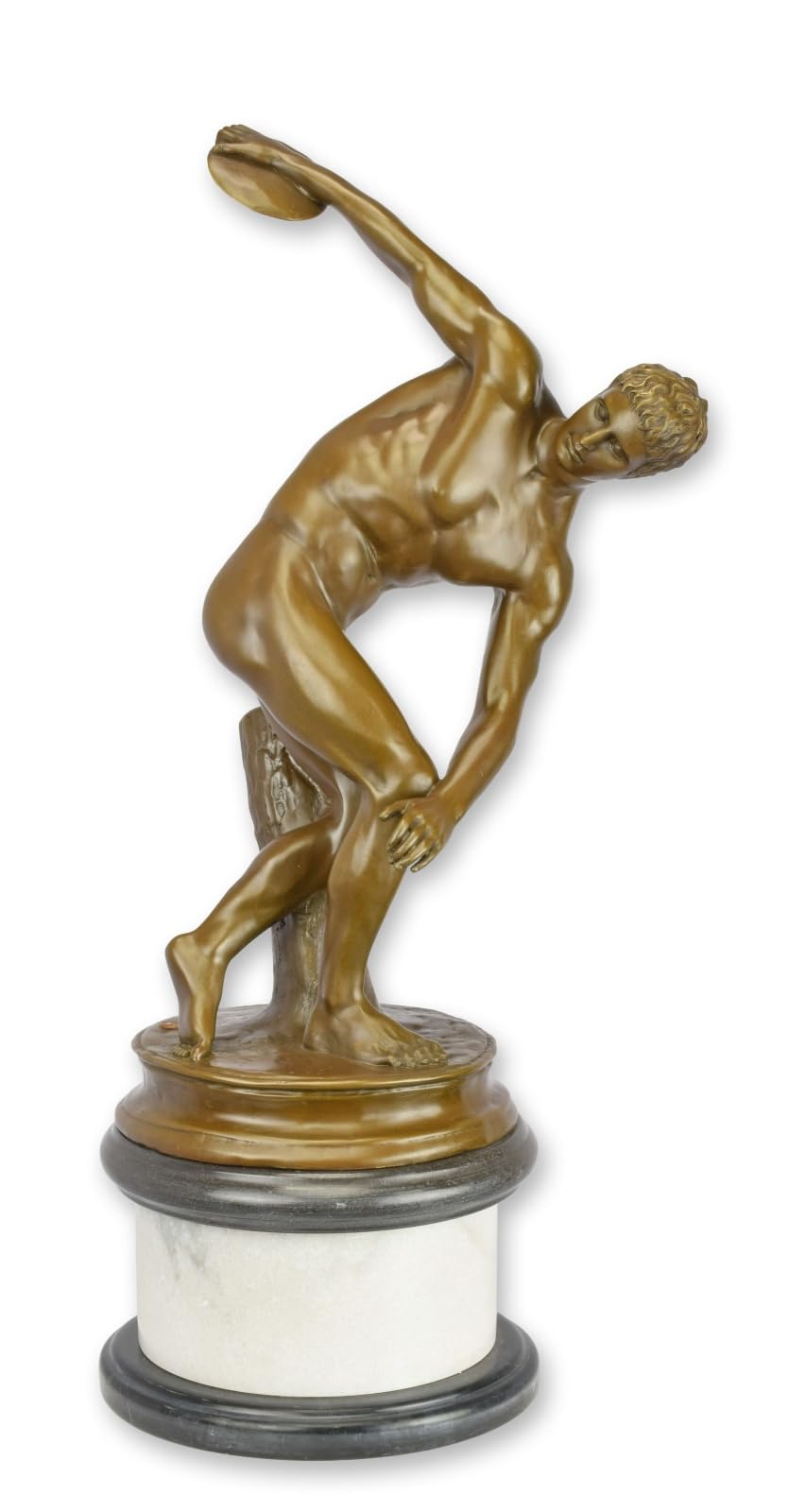 Bronze Sculpture Diskobolus After Myron Replica Retro Design Decoration