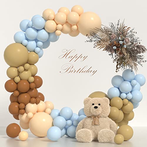 Blue Tan Brown Nude Balloons For Balloon Garland Kit, Boho Brown Nude Balloons Neutral Blue Balloons Bear Theme Balloon Arch Kit For Boys Baby Shower Gender Reveal Birthday Party Decorations #TOP7