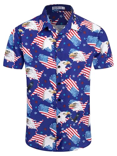 Image of Yoimira Hawaiian Shirts for Men, Print Mens Casual Short Sleeve Button Down Shirts Floral Aloha Beach Shirt
