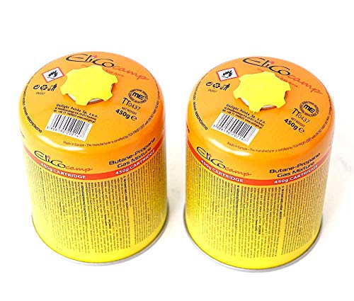 2x 450g ELICOcamp Schraubkartusche Gaskartusche EN417 Camping Gaskocher Propan Butan Mix Cover