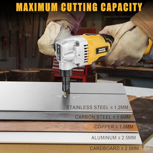 Image of MtiolHig Cordless Metal Nibbler Compatible with DeWalt 20V Battery,18-Gauge Electric Nibbler with Assist Handle & 2 Blades, 1900RPM Brushless Metal Cutter for Stainless Steel, Aluminum(Tool Only)
