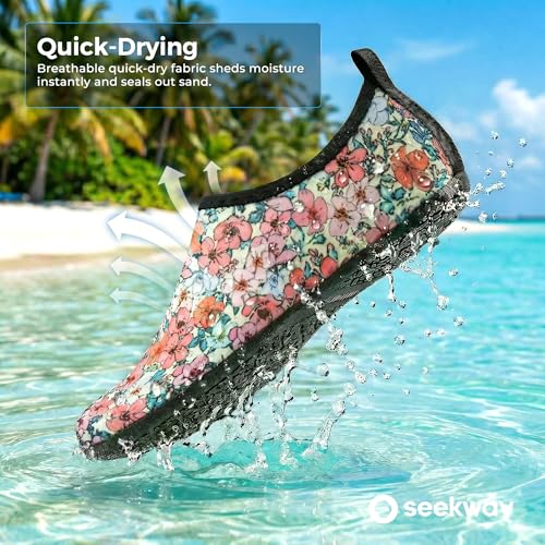 Image of SEEKWAY Water Shoes Women Men Adult Quick-Dry Aqua Socks Barefoot Non Slip for Beach Swim River Pool Lake surf Black SK002(U)