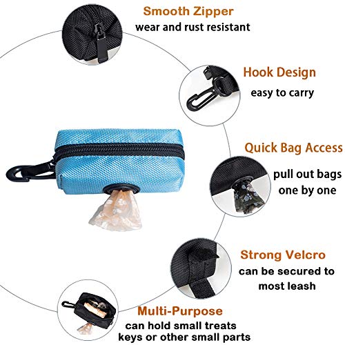 Image of Love Dream Dog Poop Bag Holder Leash Attachment, Pet Waste Bag Dispenser, Fits Any Dog Leash for Waiking Running and Hiking (Black+Blue)