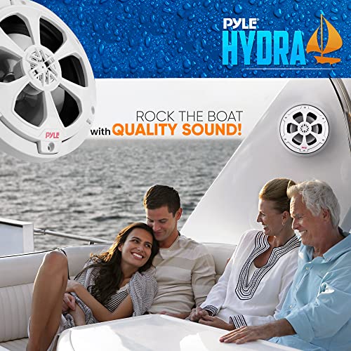 Image of Pyle Two Way Marine Speaker System, One Pair 6.5 inch White Marine Component Speaker, 240 Watts Max Power with 4 Ohm Impedance, Waterproof, Butyl Surround Sound and Surface Mount Capability