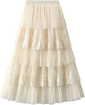 Amazon.com: Women's Layered Tiered Tulle Skirt Elastic High Waist
