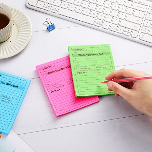 9 Pieces While You Were Out Pads 4 X 5 Inches Assorted Colors Sticky Notes Adhesive Message Pads Urgent Notes For Work Call, Office Supplies, 50 Sheets/Pad (Fluorescent Colors) #TOP3