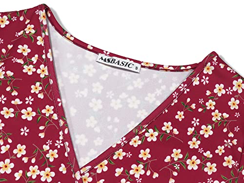 Msbasic A Line Dresses Empire Waist Midi Dress For Wedding Guest Women Casual Summer Dresses For Women(Red Floral,M) #TOP7