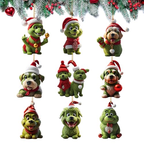 9 Stück Weihnachtsbaum Anhänger 2D Hund Dekorative Ornamente...