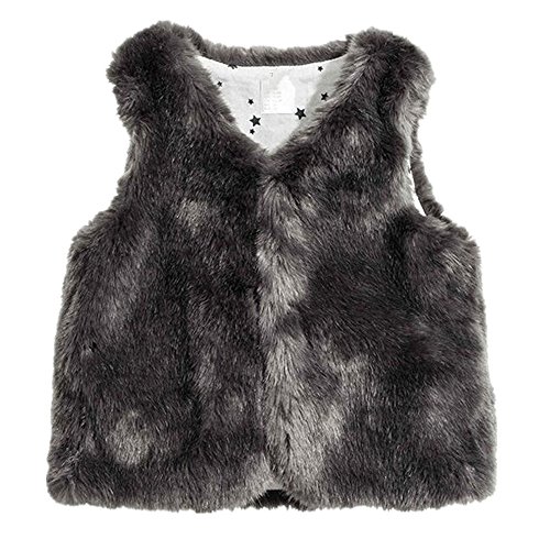 LJYH Children Spring Dark Gray Faux Fur Vest Baby Girls Autumn Fox Outerwear