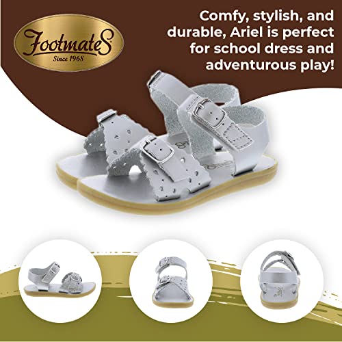 Image of FOOTMATES Ariel and Eco-Ariel Waterproof Sandals for Girls and Boys with Slip-Resistant, Non-Marking Outsoles and Strap Closure, Silver - 9 Toddler (1-4 Years)
