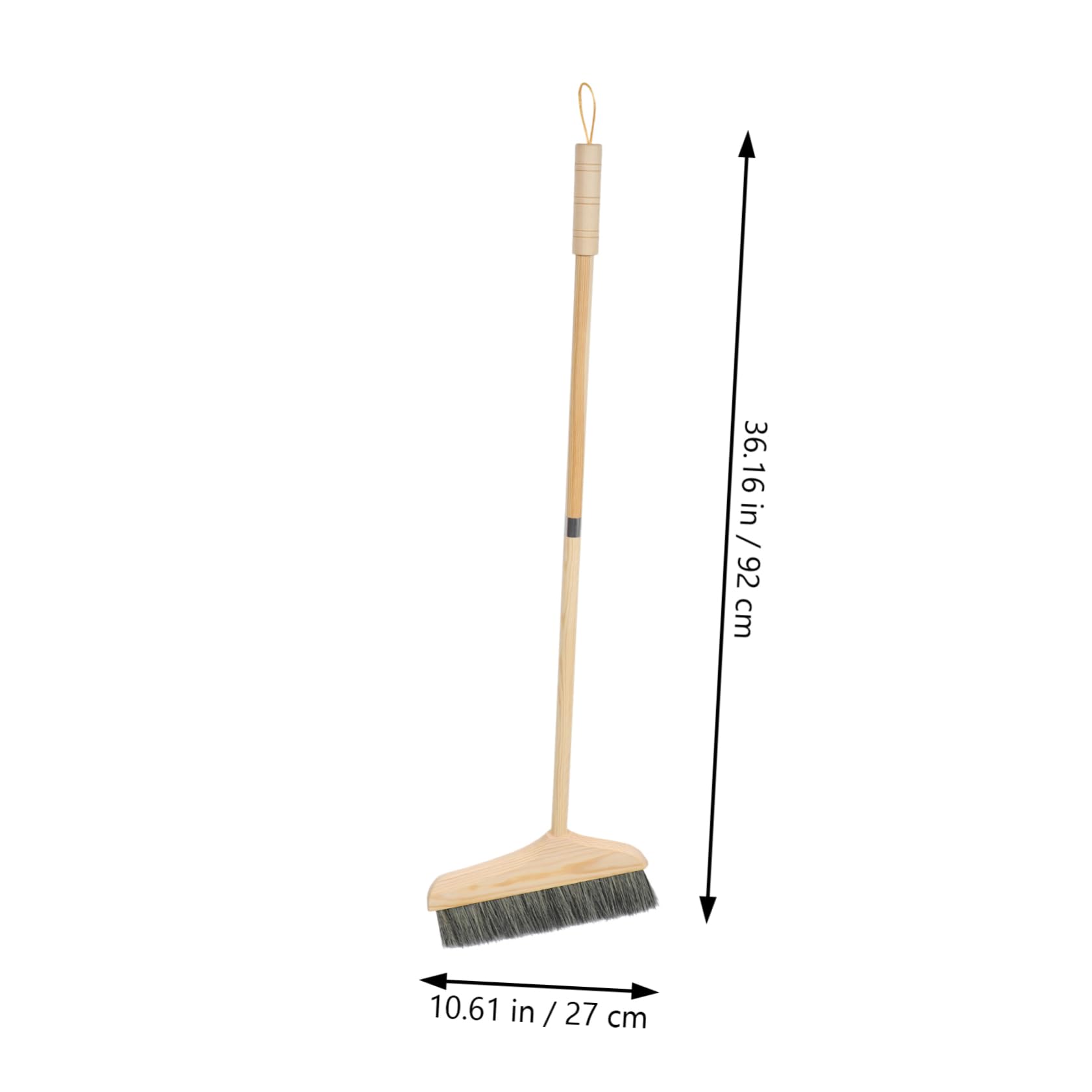 Haushaltsbesen und Kehrschaufel Satz mit Langem Stiel Ergonomischer Holzgriff Schwarzer Naturborstenbesen Reinigungsset für Holz- Fliesen und Zementböden