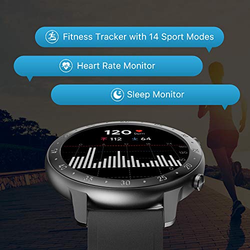 Ticwatch GTX Fitness Smartwatch mit 10 Stunden Akkulaufzeit und IP68