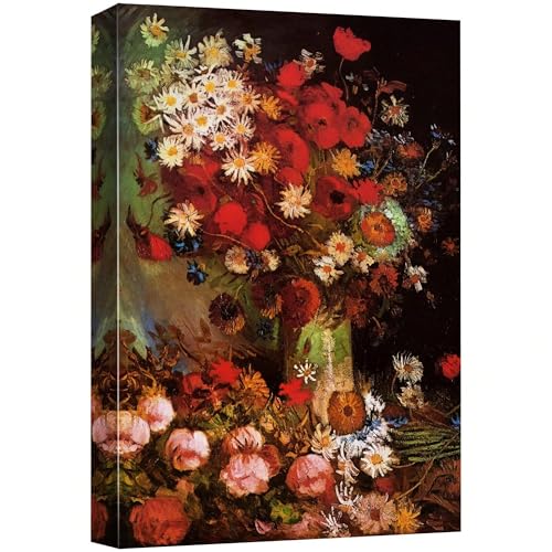 Toile de fleur rouge impressionniste tableau mural 40x60cm pour salon