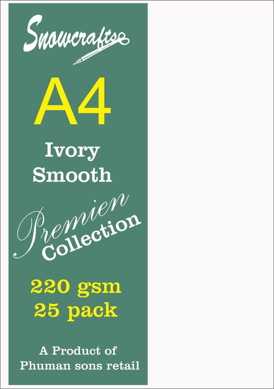 A4 Size IVORY Sheets 220 GSM size 11.7 inches x 8.5 inches x 0.5 inch White (A4-25 SHEETS)