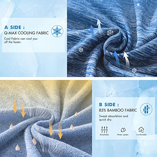 MIULEE Kühldecke Sommerdecke 150x200cm Erwachsene und Kinder 2 in 1 Selbstkühlende Decken mit Arc-Chill Q-MAX0.4 Kühlfasern Wohndecke Sofadecke Blau