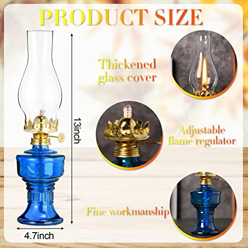 Image of 2 Pcs Oil Lamps for Indoor Use, Hurricane Kerosene Lamp, Blue