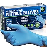 SWIFTLITE Food Safe Disposable Gloves, Blue Nitrile Rubber Gloves, Latex-Free Powder-Free for Food Prep, Cooking, Cleaning (Medium, 100)