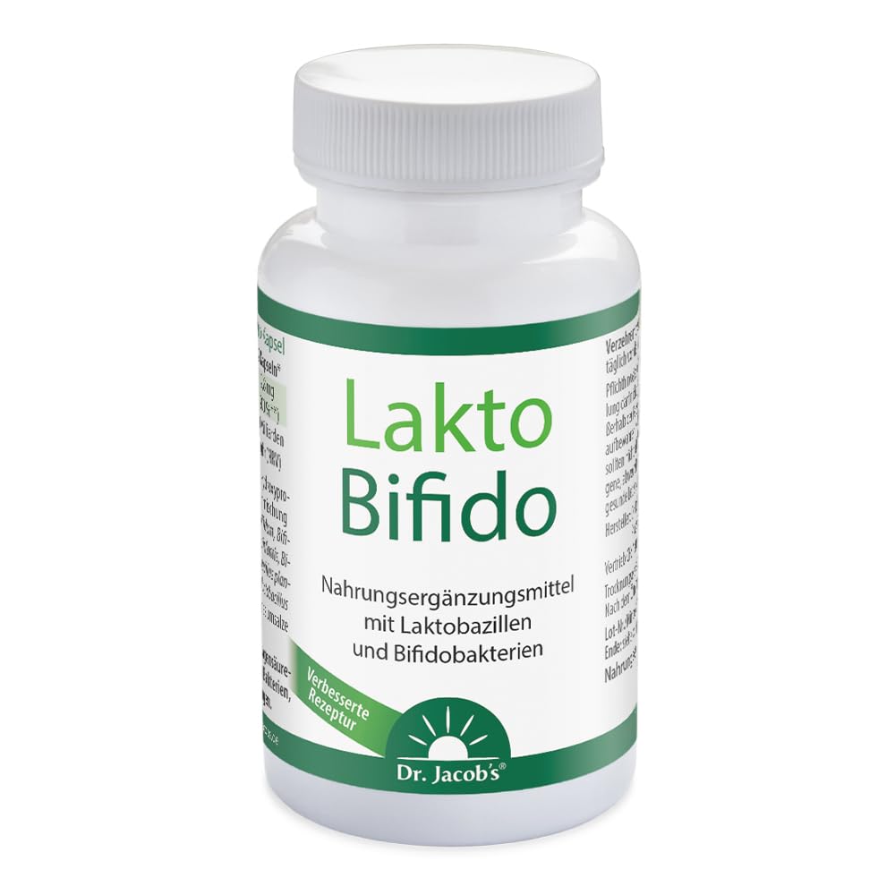 Dr. Jacob's LaktoBifido 90 Kapseln I Laktobazillen und Bifidobakterien | Garantiert 5 Mrd. lebende Keime pro Kapsel I geeignet bei Histaminintoleranz (HIT) I ohne Hefe und Gluten I 90 Portionen