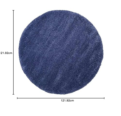 Image of CD Carpet Anti Slip Shaggy Fluffy Fur Rugs and Carpet for Living Room Bedroom Kids Room Plain Circle Carpets for Home with 2 Inch Thickness (Color Neavy Blue Size 4x4 Feet Round)