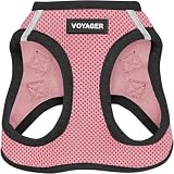 Best Pet Supplies - All Weather Mesh / Plush, Reflective, No Pull Harness for Small, Medium Dogs, Cats - Secure with Hook & Loop Fastener, Buckle, Double D-Rings - Pink/Black Trim, S